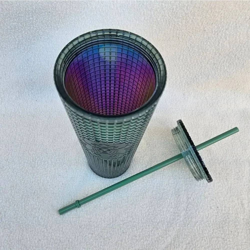 Starbucks Green Rainforest Grid Iridescent Tumbler 24oz